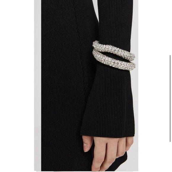 NEW MACH & MACH Olivia Crystal Bracelet Rib Knit Mini Dress Black XL - Picture 5 of 17